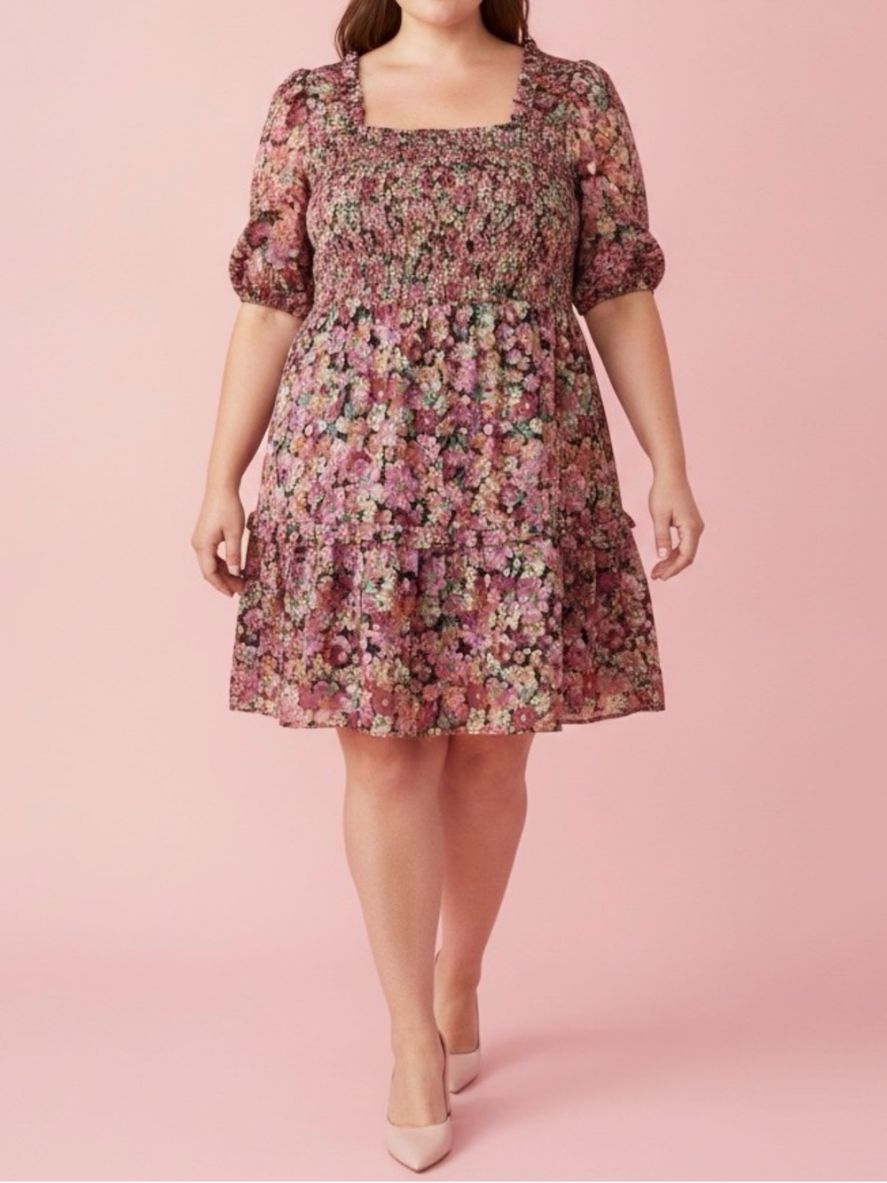 NWT Very J  Romantic Taffeta Organza Granny Floral Cottagecore Dress Size 2X